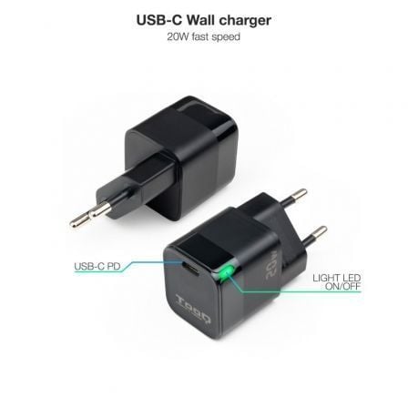 Cargador de Pared TooQ TQWC - PD20/ 1xUSB Tipo - C/ 20W - Tiensol