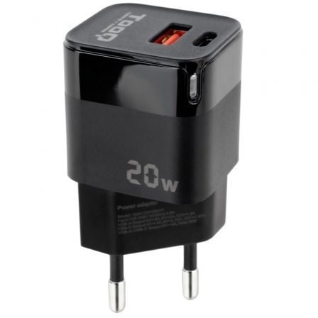 Cargador de Pared TooQ TQWC - QCPD20/ 1xUSB Tipo - C/ 1xUSB/ 20W - Tiensol