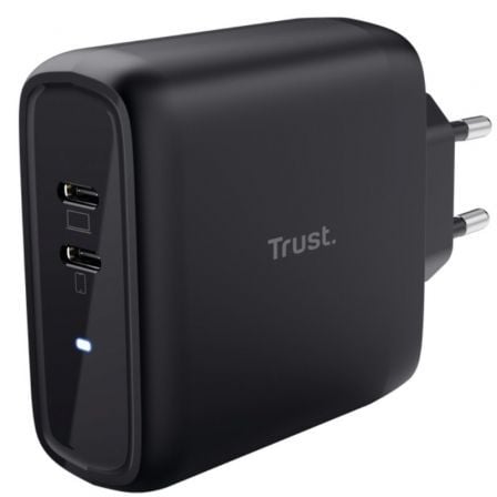 Cargador de Pared Trust Maxo 65W 2P/ 2xUSB Tipo - C/ 65W / Negro - Tiensol