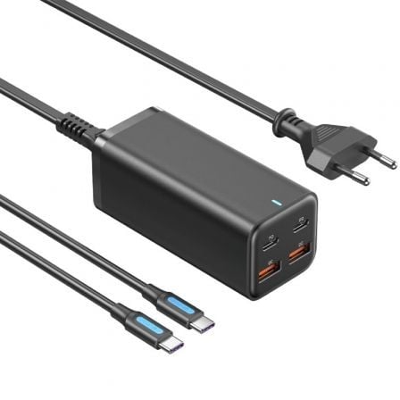 Cargador de Pared Vention FBSBG - EU/ 2xUSB Tipo - C + Cable USB Tipo - C/ 2xUSB/ 100W - Tiensol