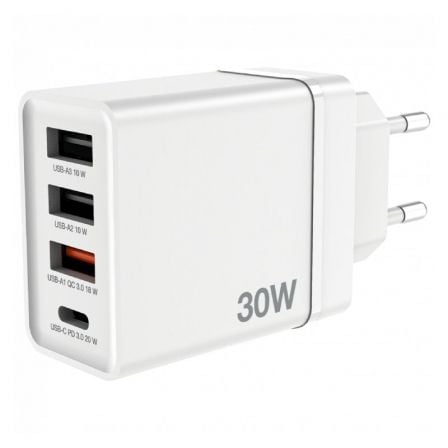 Cargador de Pared Verbatim CHR - 30EU2/ 1xUSB Tipo - C/ 3xUSB/ 30W - Tiensol