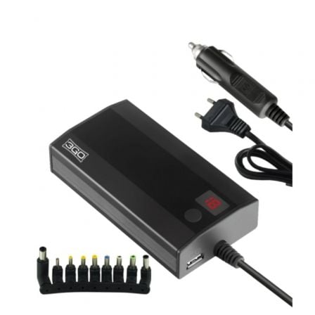 Cargador de Portátil 3GO Alim90C2/ 90W/ Manual/ 9 Conectores/ Voltaje 12 - 20V/ 1 USB/ con Adaptador para Coche - Tiensol