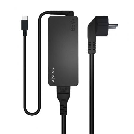 Cargador de Portátil Aisens ASCH - 1PD65D - BK/ 1xUSB Tipo - C/ 65W - Tiensol