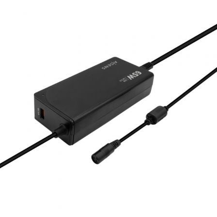 Cargador de Portátil Aisens ASLC - 65WAUTO - BK/ 65W/ Automático/ 9 Conectores/ Voltaje 18.5 - 20V/ 1 USB QC3.0 - Tiensol