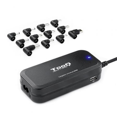 Cargador de Portátil TooQ TQLC - 90BS02AT/ 90W/ Automático/ 12 Conectores/ Voltaje 12 - 20V/ 1 USB - Tiensol