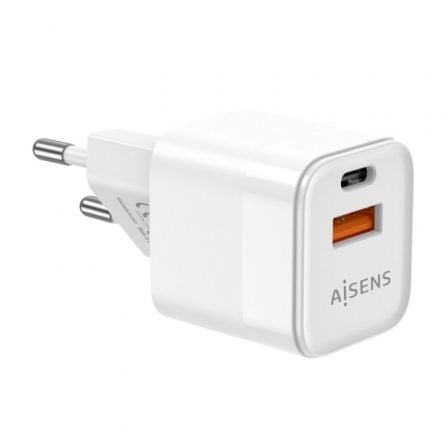 Cargador Gan de Pared Aisens ASCH - 20W2P002 - W/ 1xUSB Tipo - C/ 1xUSB/ 20W - Tiensol