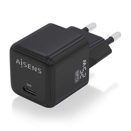 Cargador Gan de Pared Aisens ASCH - 25W1P013 - BK/ 1xUSB Tipo - C/ 25W - Tiensol