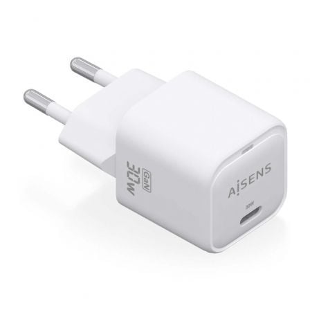 Cargador Gan de Pared Aisens ASCH - 30W1P018 - W/ 1xUSB Tipo - C/ 30W - Tiensol