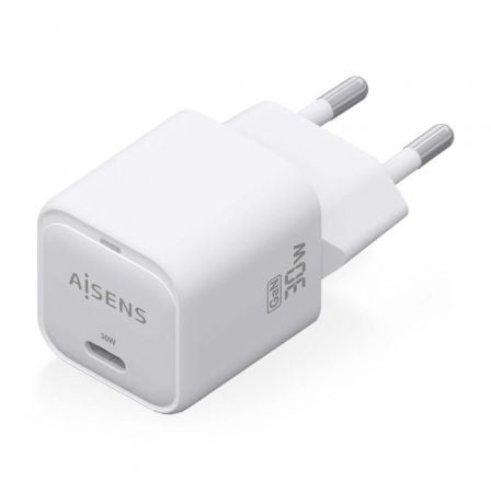 Cargador Gan de Pared Aisens ASCH - 30W1P018 - W/ 1xUSB Tipo - C/ 30W - Tiensol