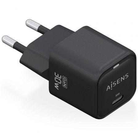 Cargador Gan de Pared Aisens ASCH - 30W1P019 - BK/ 1xUSB Tipo - C/ 30W - Tiensol