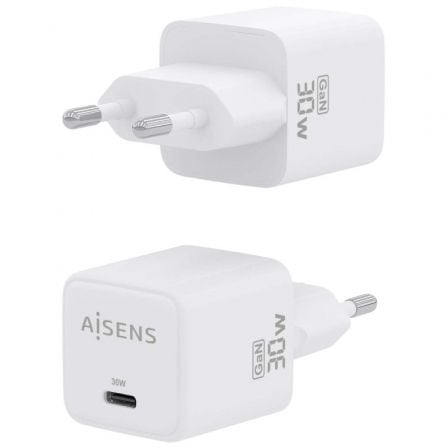 Cargador Gan de Pared Aisens ASCH - 30W1P035 - W/ 1xUSB Tipo - C/ 30W - Tiensol