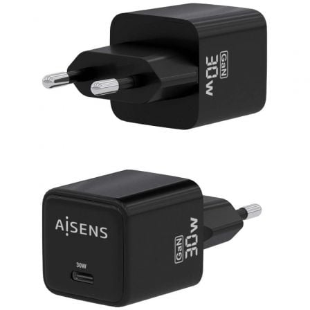 Cargador Gan de Pared Aisens ASCH - 30W1P036 - BK/ 1xUSB Tipo - C/ 30W - Tiensol