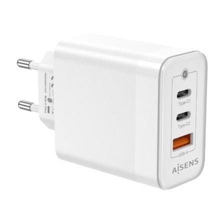 Cargador Gan de Pared Aisens ASCH - 65W3P007 - W/ 2xUSB Tipo - C/ 1x USB/ 65W - Tiensol