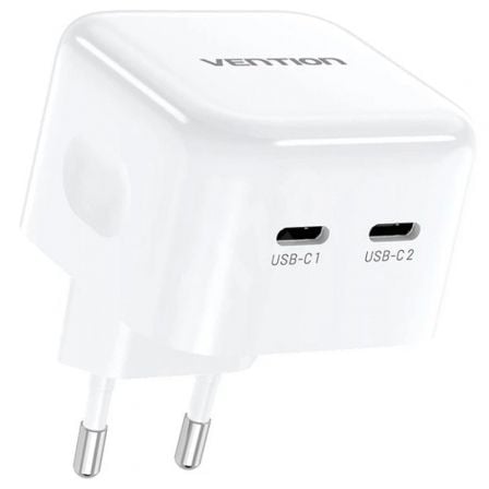 Cargador Gan de Pared Vention FBPW0 - EU/ 2xUSB Tipo - C/ 35W - Tiensol