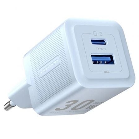 Cargador Gan de Pared Vention FEQL0 - EU/ 1xUSB Tipo - C/ 1xUSB/ 30W - Tiensol