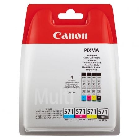 Cartucho de Tinta Original Canon CLI - 571 Multipack/ Cian/ Magenta/ Amarillo/ Negro / 0386C005 - Tiensol