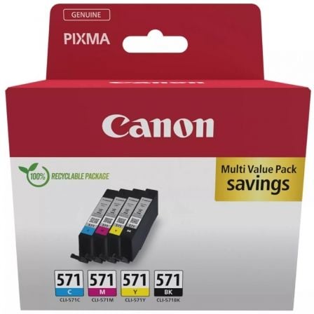 Cartucho de Tinta Original Canon CLI - 571 Multipack/ Cian/ Magenta/ Amarillo/ Negro / 0386C008 - Tiensol