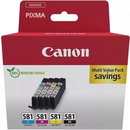 Cartucho de Tinta Original Canon CLI - 581 XL Multipack/ Cian/ Magenta/ Amarillo/ Negro - Tiensol