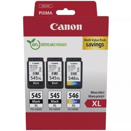 Cartucho de Tinta Original Canon PG - 545XL + CL - 546XL Multipack Alta Capacidad/ 2x Negro/ Tricolor - Tiensol