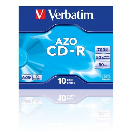 CD - R Verbatim AZO Crystal 52X/ Caja - 10uds - Tiensol