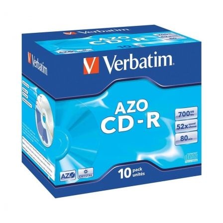 CD - R Verbatim AZO Crystal 52X/ Caja - 10uds - Tiensol