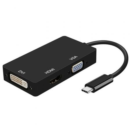 Conversor Aisens A109 - 0343/ USB Tipo - C Macho - DVI Hembra/ VGA Hembra / HDMI Hembra/ 15cm/ Negro - Tiensol