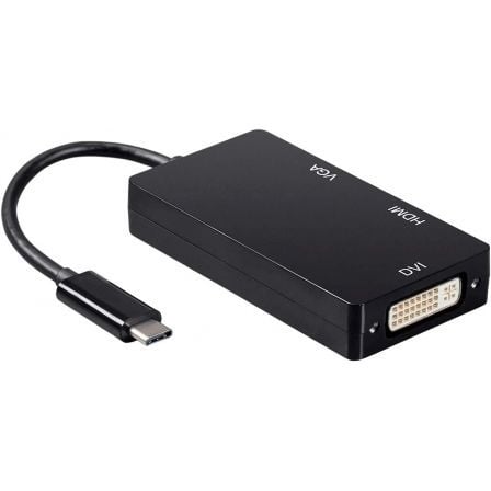 Conversor Aisens A109 - 0343/ USB Tipo - C Macho - DVI Hembra/ VGA Hembra / HDMI Hembra/ 15cm/ Negro - Tiensol