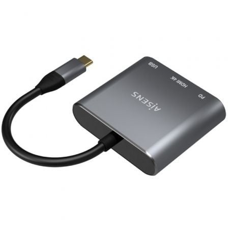 Conversor Aisens A109 - 0669/ USB Tipo - C Macho/ HDMI Hembra - USB Hembra - USB Tipo - C Hembra/ 15cm/ Gris - Tiensol