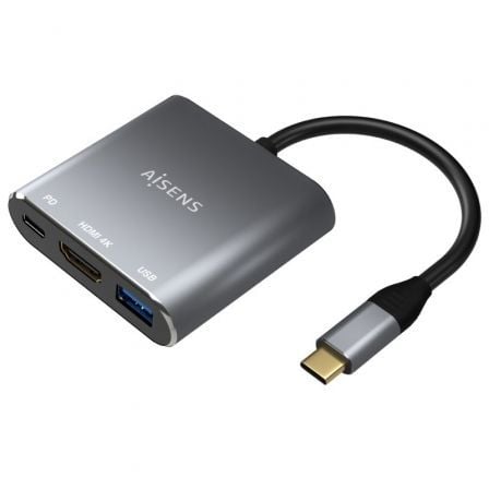 Conversor Aisens A109 - 0669/ USB Tipo - C Macho/ HDMI Hembra - USB Hembra - USB Tipo - C Hembra/ 15cm/ Gris - Tiensol