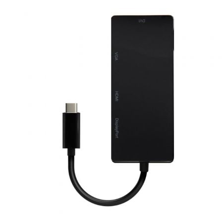 Conversor USB Tipo - C Aisens A109 - 0679/ HDMI Hembra - VGA Hembra - DVI Hembra - DisplayPort Hembra/ 15cm/ Negro - Tiensol