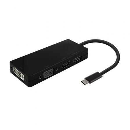 Conversor USB Tipo - C Aisens A109 - 0679/ HDMI Hembra - VGA Hembra - DVI Hembra - DisplayPort Hembra/ 15cm/ Negro - Tiensol