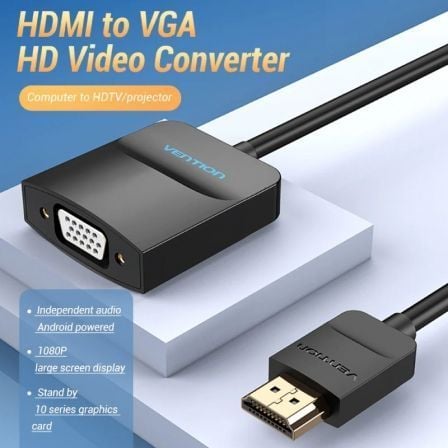 Conversor Vention 42154/ HDMI Macho - VGA Hembra/ 15cm/ Negro - Tiensol