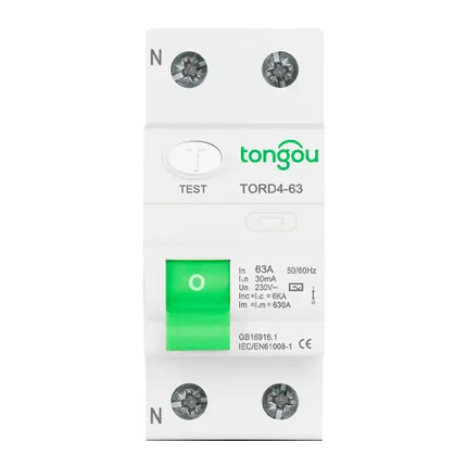 Diferencial Tipo A 2P 25A 30mA Tongou TORD4-63 - Protecciones Eléctricas CA