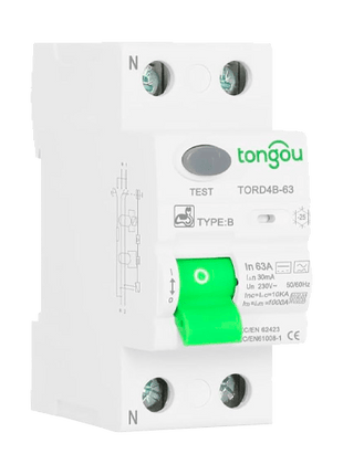 Diferencial Tipo B 2P 25A 30mA Tongou TORD4B - 63 - Tiensol