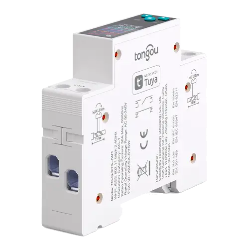 Disyuntor Inteligente WiFi TUYA 1P 50A TO-Q-SYS-JWT con LCD y Medidor - Protecciones Eléctricas CA