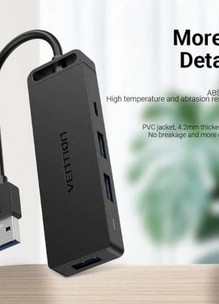 Docking USB 3.0 Vention CHVBB/ 3xUSB/ 1xMicroUSB PD/ 1xLector Tarjetas/ Negro - Tiensol