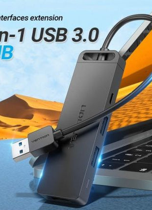 Docking USB 3.0 Vention CHVBB/ 3xUSB/ 1xMicroUSB PD/ 1xLector Tarjetas/ Negro - Tiensol