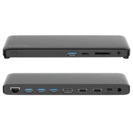 Docking USB Tipo - C 2 - Power DOC0117A/ 4xUSB/ 1xUSB Tipo - C PD/ 2xHDMI/ 1xDisplayPort/ 1xJack/ 1xRJ45/ 1xLector Tarjetas SD/ Gris - Tiensol