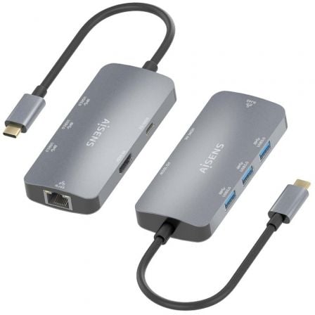 Docking USB Tipo - C Aisens ASUC - 6P019 - GR/ 1xHDMI/ 3xUSB/ 1xRJ45/ 1xUSB Tipo - C PD/ Gris - Tiensol