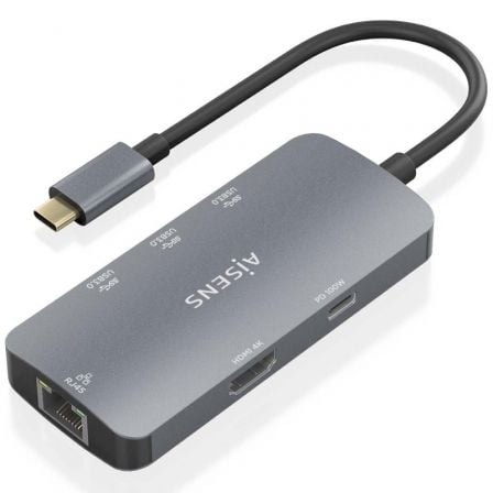 Docking USB Tipo - C Aisens ASUC - 6P019 - GR/ 1xHDMI/ 3xUSB/ 1xRJ45/ 1xUSB Tipo - C PD/ Gris - Tiensol