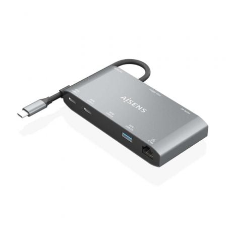 Docking USB Tipo - C Aisens ASUC - 8P010 - GR/ 1xHDMI/ 1xVGA/ 2xUSB/ 1xRJ45/ 2xUSB Tipo - C/ 1xUSB Tipo - C PD/ Gris - Tiensol