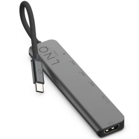 Docking USB Tipo - C Linq LQ48016/ 1xUSB Tipo - C/ 2xUSB/ 1xHDMI 4K/ 1xLector de Tarjeta SD y Micro/ 1xUSB Tipo - C PD/ Gris - Tiensol