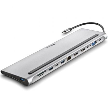 Docking USB Tipo - C NGS WonderDock12/ 3xUSB/ 2xHDMI/ 1xVGA/ 1xRJ45/ 1xLector de Tarjetas/ 1xJack 3.5/ 1xUSB Tipo - C PD/ Gris - Tiensol