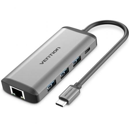 Docking USB Tipo - C Vention CNDHB/ 1xHDMI/ 3xUSB/ 1xUSB Tipo - C PD/ 1xRJ45/ 1xLector tarjetas/ Gris - Tiensol