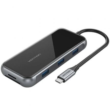 Docking USB Tipo - C Vention TFLHB/ 1xHDMI 4K/ 3xUSB/ 1xRJ45/ 1xLector de Tarjetas/ 1xTRRS 3.5/ 1xUSB Tipo - C PD/ Gris - Tiensol