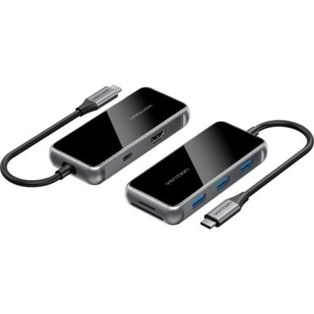 Docking USB Tipo - C Vention TFMHB/ 1xHDMI/ 3xUSB/ 1xUSB Tipo - C PD/ 1xLector Tarjetas SD y MicroSD/ Gris - Tiensol