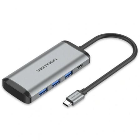 Docking USB Tipo - C Vention TGRHB/ 3xUSB/ 1xLector Tarjetas/ 1xUSB Tipo - C PD/ Gris - Tiensol