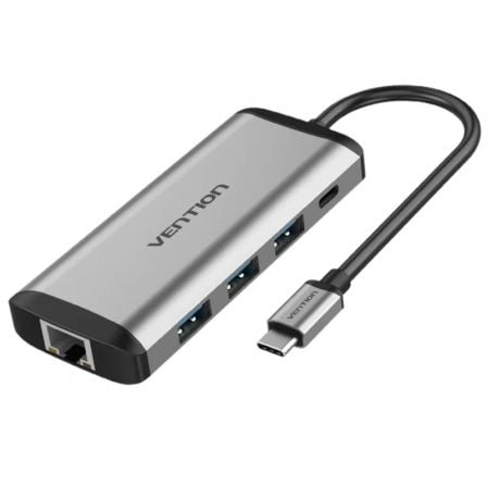 Docking USB Tipo - C Vention THAHB/ 1xHDMI/ 3xUSB/ 1xUSB Tipo - C PD/ 1xRJ45/ 1xLector tarjetas/ 1xAudio/ Gris - Tiensol