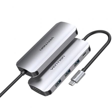 Docking USB Tipo - C Vention THFHB/ 1xHDMI 4K/ 3xUSB/ 1xUSB Tipo - C PD/ Gris - Tiensol