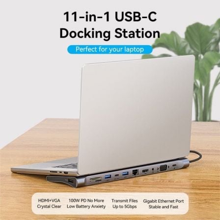 Docking USB Tipo - C Vention THTHC/ 1xHDMI/ 1xVGA/ 3xUSB/ 1xUSB Tipo - C/ 1xUSB Tipo - C PD/ 1xRJ45/ 1xLector Tarjetas SD y MicroSD/ Jack 3.5/ Gris - Tiensol